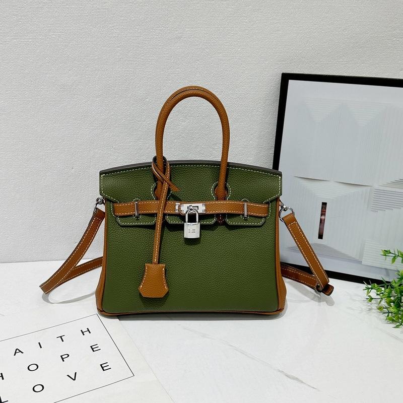 Erste Schicht Rindsleder Togo Leder Farbabstimmung 25-30CM Platin Tasche (H01-BK)