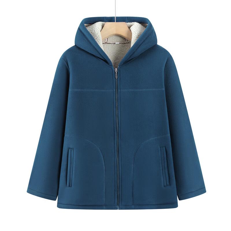 Elderly Women's Fleece-Lined Hooded Jacket