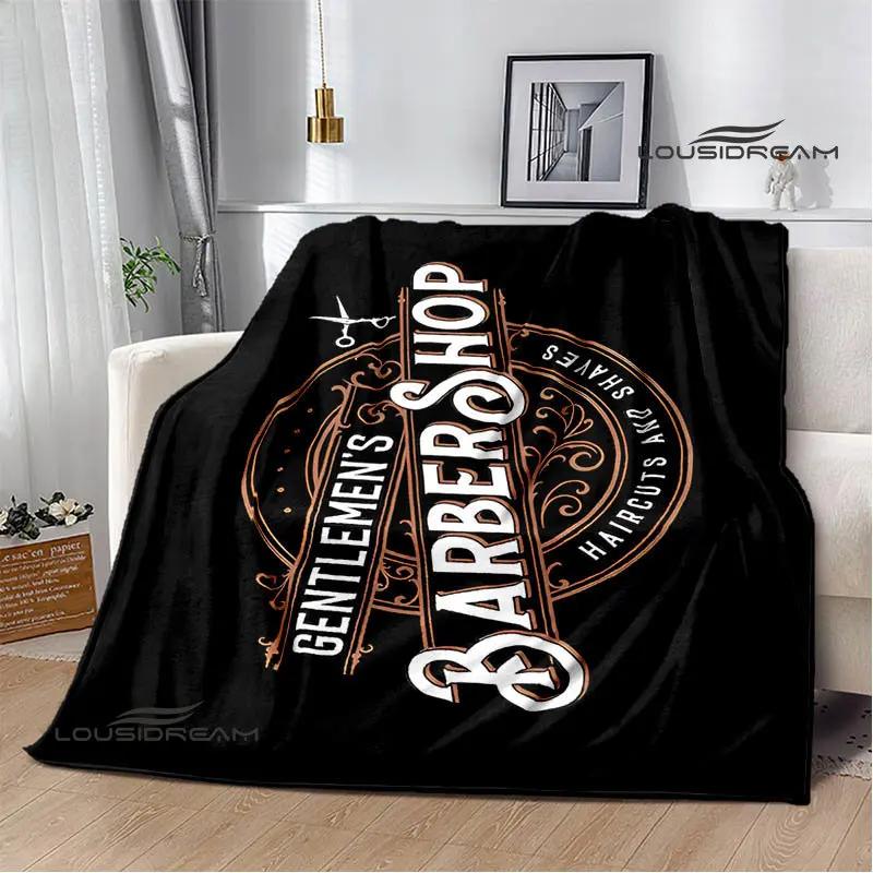 Barbershop retro print blanket children's warm flange blanket home travel blanket bed linings Picnic blanket birthday gift