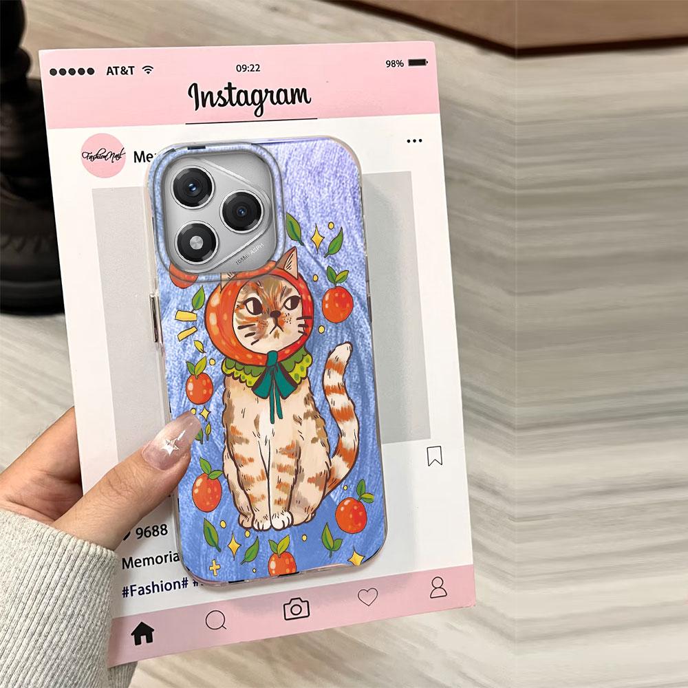 Luxury Black Cat Flower Phone Cases Phone Case for Honor 400 200 Pro Magic 7 5 Lite X9a X9c X8a X8b Shell Silicone Back Cover