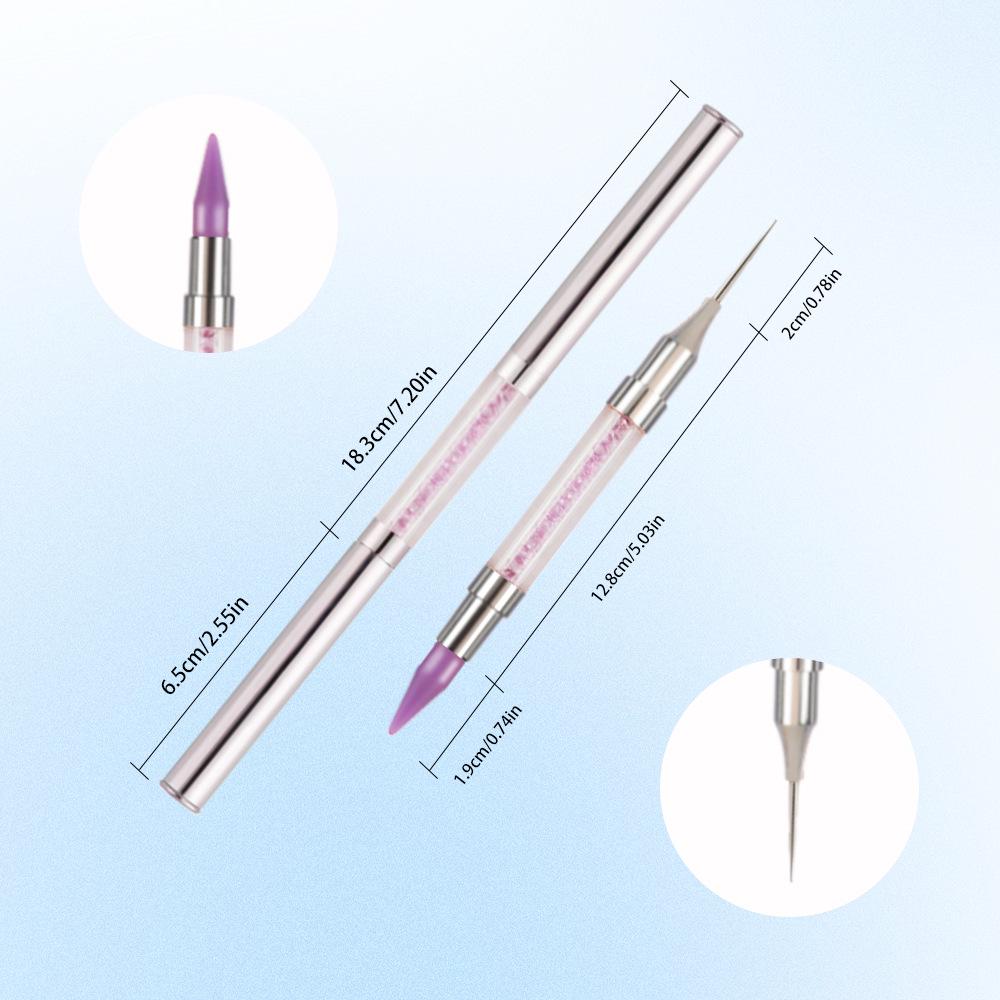 Double-Ended Rhinestone Picker Wax Pencil with Bright Silver Metal Rod and Copper Tube for Nail Art