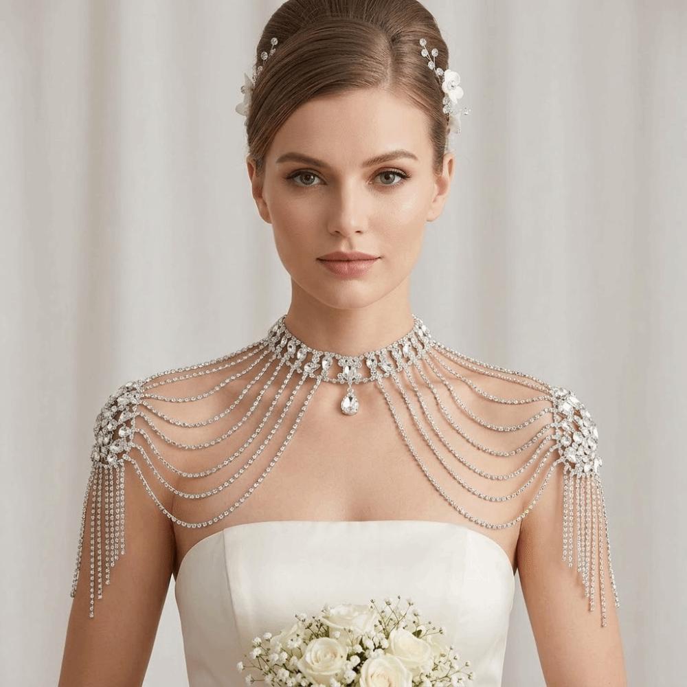 Luxurious Design Rhinestone Shoulder Necklace Shoulder Body Chain  Wedding Ceremony