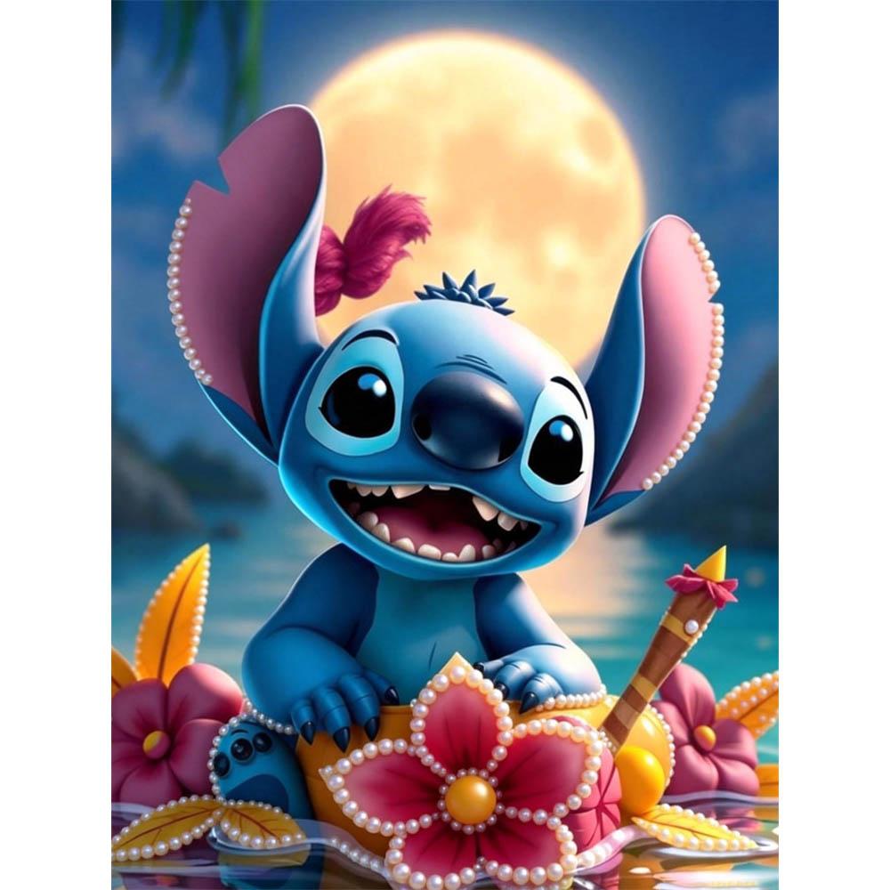 

Disney Pearl Painting Stitch Moon Night Flower Boat Romantic Creative Art 5D Exquisite Landscape Sparkling Craft Home Wall Decoration DIY HandmadeGift 35x45cm