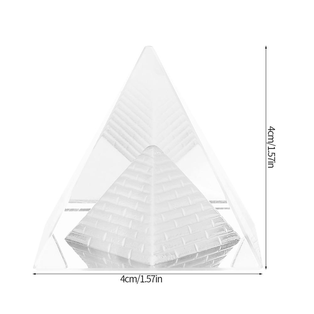 1.57 Inch Height Quartz Stone Carving Clear Pyramid Ornament Office Desk Decor