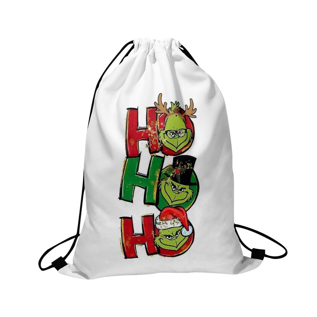 Christmas Double Sided Print New Year Gift Bag Drawstring Pocket Christmas Backpack