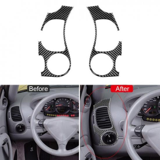 2x Front Air Vents Carbon Fiber Stickers Trim For Porsche Boxster 996 1998-2004
