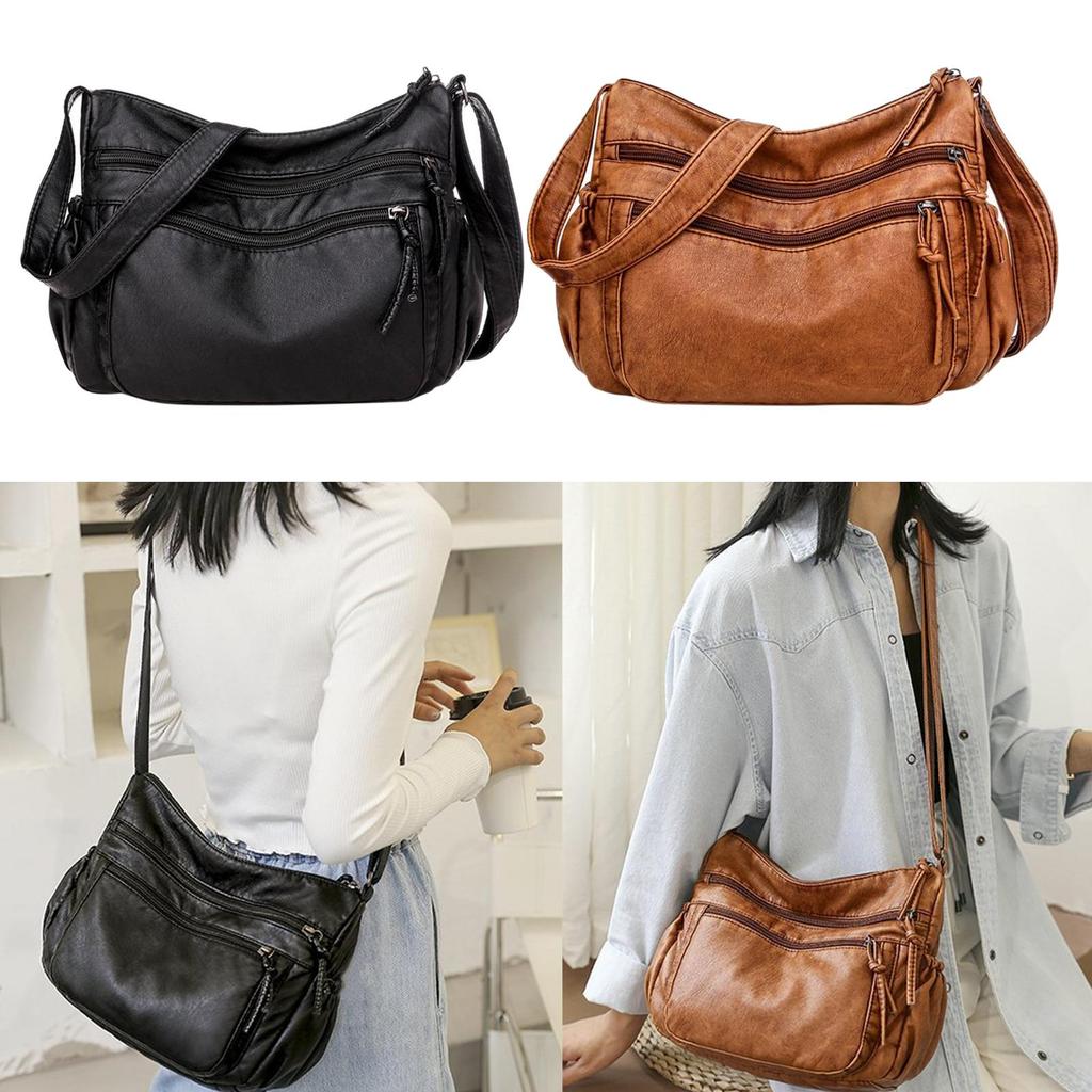 Women PU Leather Crossbody Bag Handbag Satchel Hobo Shoulder Bag Ladies Big Capacity Business Work Totes Adjustable Strap