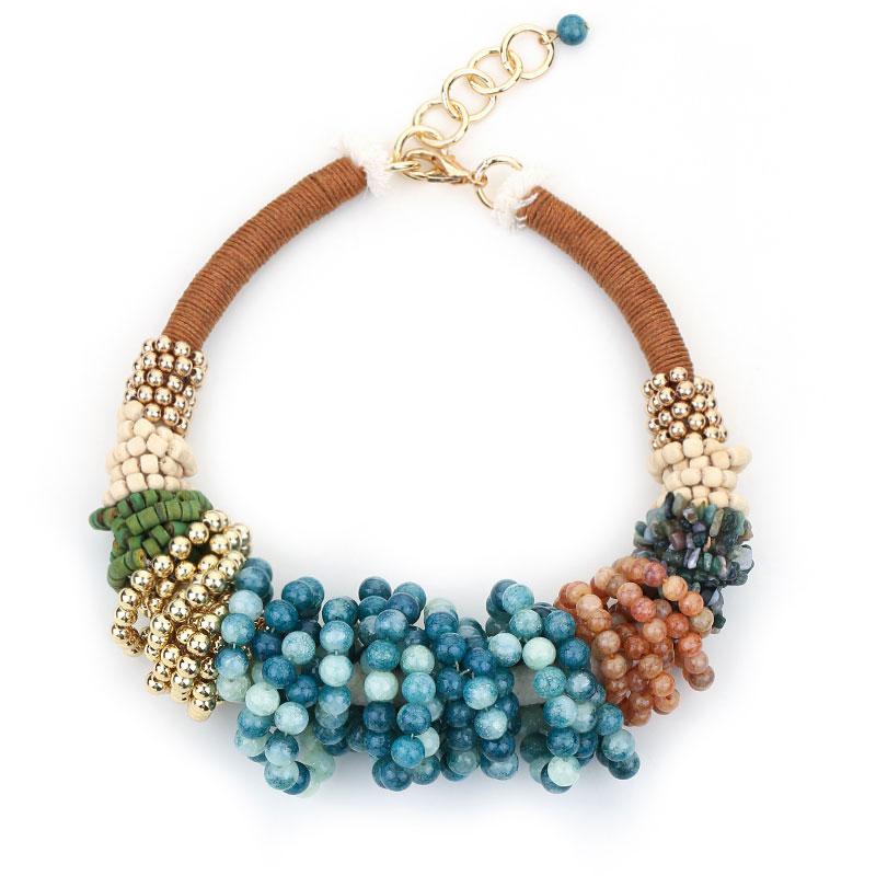 Exaggerated Beaded Necklace Women Vintage Wedding Party Jewelry Accessoy