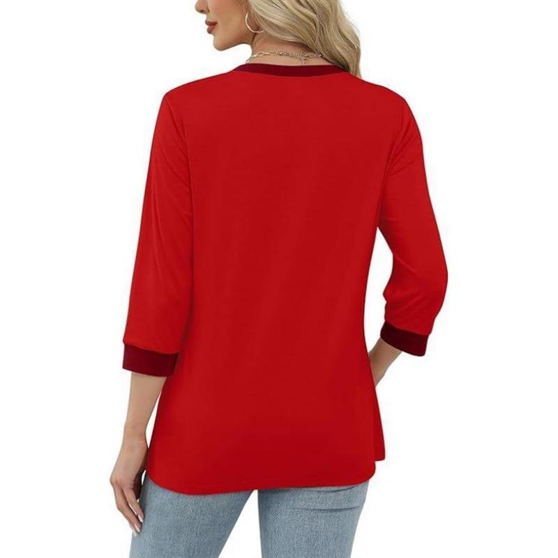 Spring Autumn O Neck Patchwork T-shirt Women Long Sleeve Casual Fashion All-match Bottomed Pullover Tee Top