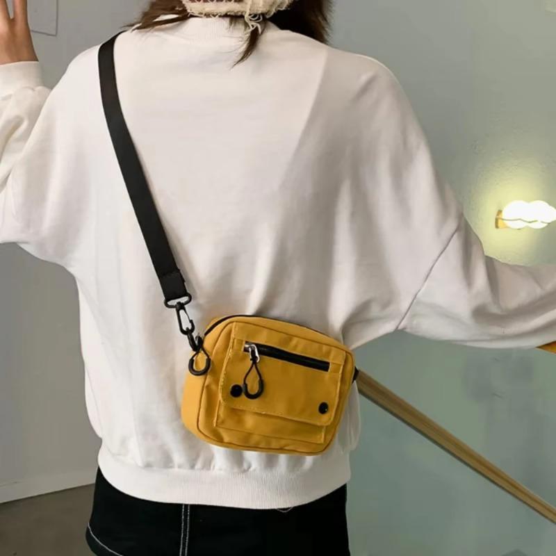 Damen Canvas Handtaschen Koreanische Mini Tasche Handy Einfach Klein Umhängetasche Lässig Damen Reißverschluss Schultertasche