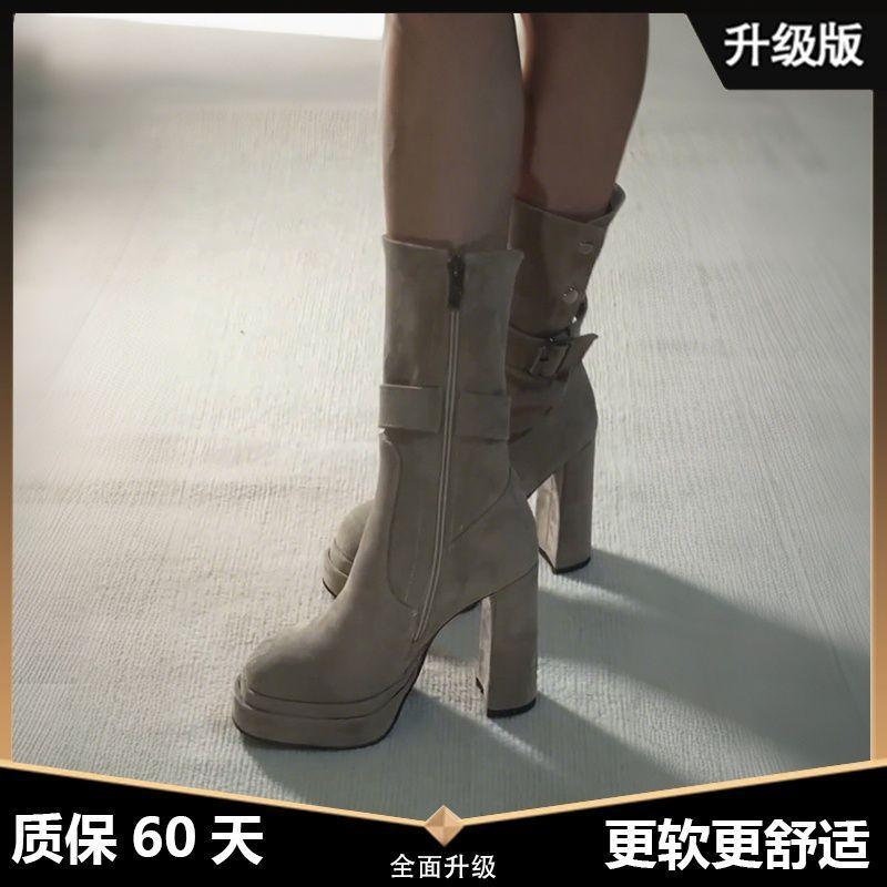 Retro two-wear high-heeled boots for women's 2025 new autumn and winter versatile and thin, heel but knee knight boots