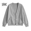 Giacca Casual Autunno Inverno Donna Cardigan con Bottoni Scollo a V, Felpa Oversize Monocolore con Cardigan Scollo a V Doppia Tasca, Manica Lunga