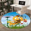 Bright Yellow Bee Chair Mat - Round Carpet for Home Decor, Office Use, Gift Idea Suitable for Bedroom