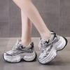 Platform Shoes Women's New Spring and Summer Mesh Silver Casual Sports Women's Shoes