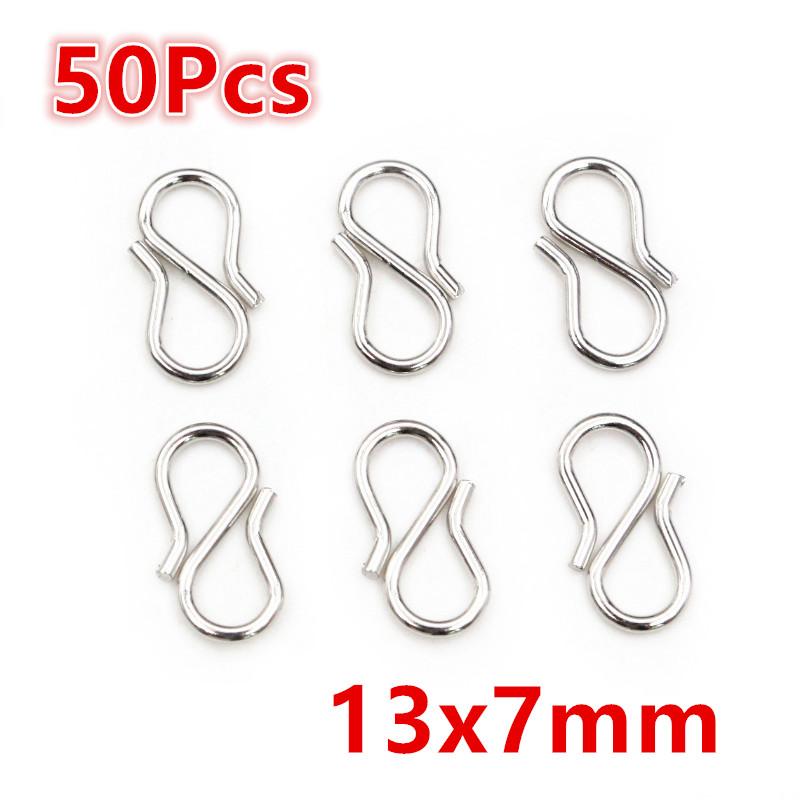 30-50Pcs Stainless Steel Gold Color W/S Shape End Clasps Hooks Chain Connectors For Bracelet Necklace DIY Jewelry Making