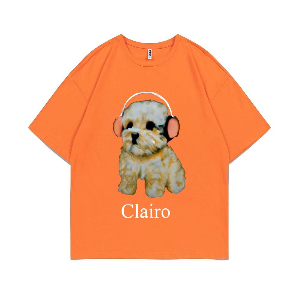 Clairo Dog Puppy Headphones Graphic Print Tshirt Summer Male Fashion Oversized Streetwear Unisex Women Cute Kawaii Tshirt Tops