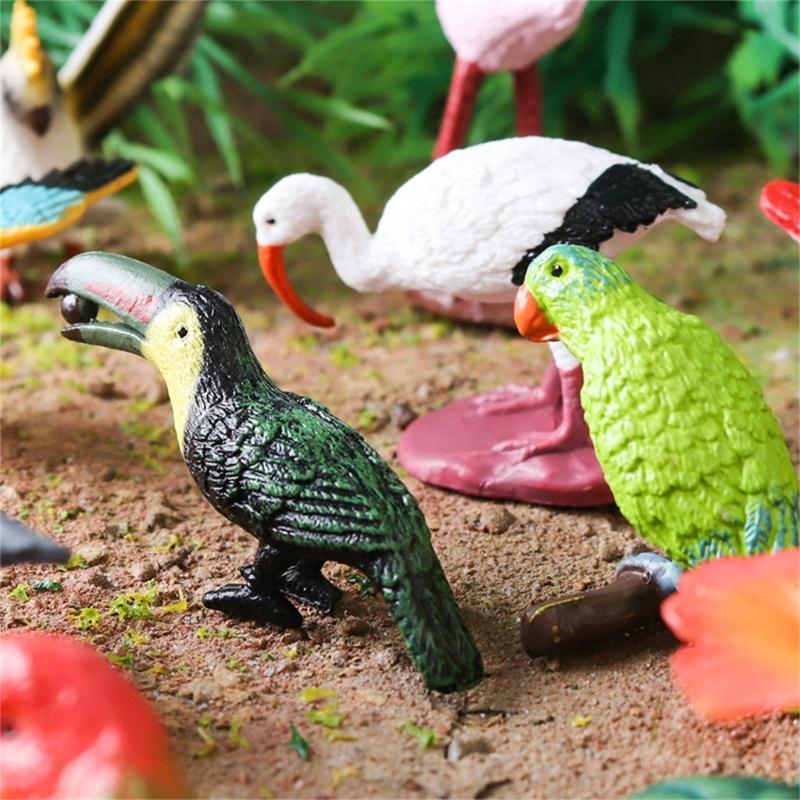 Realistic Bird Static Model Solid Figure Toy Animal Figurine Statue Fowl Figure Set Kids Collectible Toy Cake Toppers