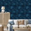 Navy and Turquoise Wallpaper Watercolor Galaxy, Soft Forms 50x1000