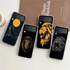 Transparent Phone Case For Samsung Galaxy Z Flip 3 4 5 6 7 Hard Folding PC Z Flip3 Flip4 Cover Concise Lion Pattern