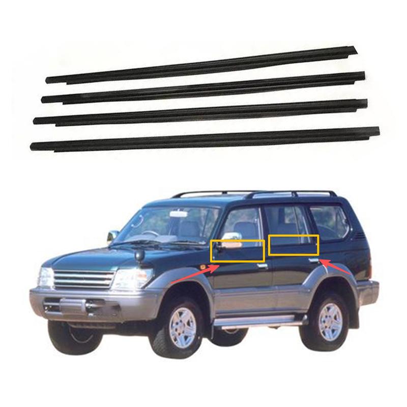 4Pcs Window Rubber Seals Trim For Toyota Land Cruiser LC95 1996-2002 Weatherstrip Seal Side Door Glass Belt 75711-60030
