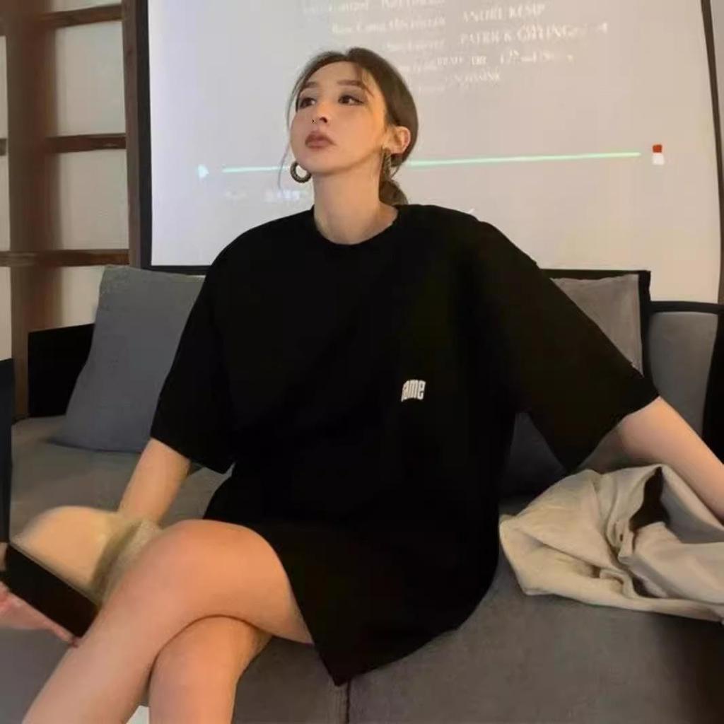 Women's Long T-Shirt Dress - Plus Size, Short Sleeves, Covers Buttocks, Extended Length, European Style, Summer