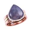 Natural Iolite Gemstone Handmade 925 Solid Silver Two Tone Ring Size 7.5US P5m77