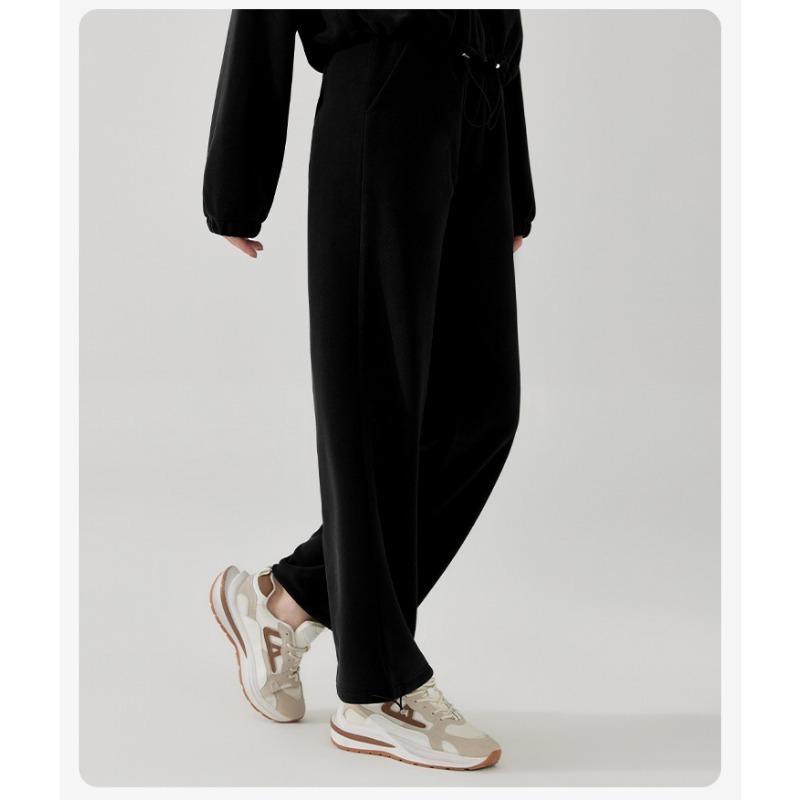 Calças esportivas femininas de inverno acolchoadas, grossas, de pernas largas e retas