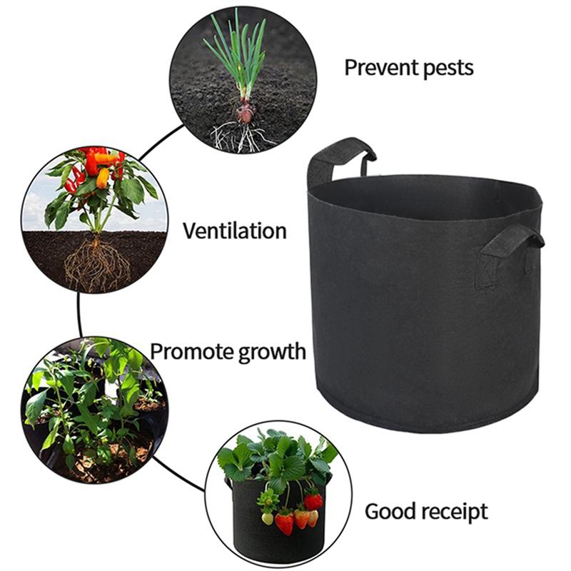 Black Felt Plant Bag Outdoor Garden Plant Grow Bag Potato Tomato Vegetable Planting Container Planters Planting Pot Accessories