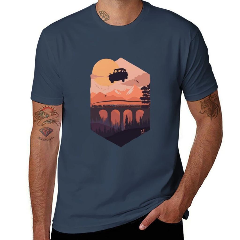 Car Silhouette Sunset Sky TShirt Lightweight Cooling Short Sleeve Tee