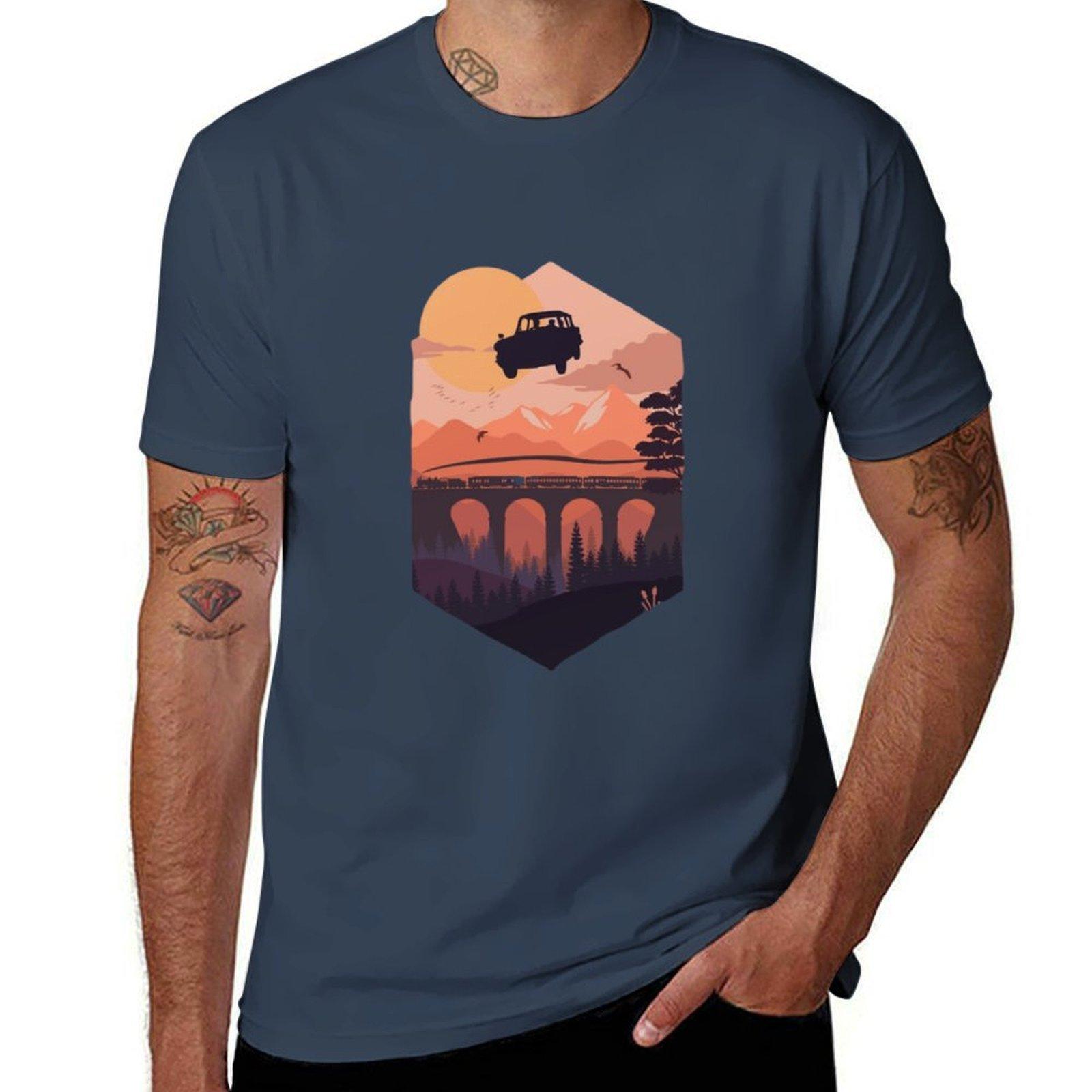 Car Silhouette Sunset Sky TShirt Lightweight Cooling Short Sleeve Tee S