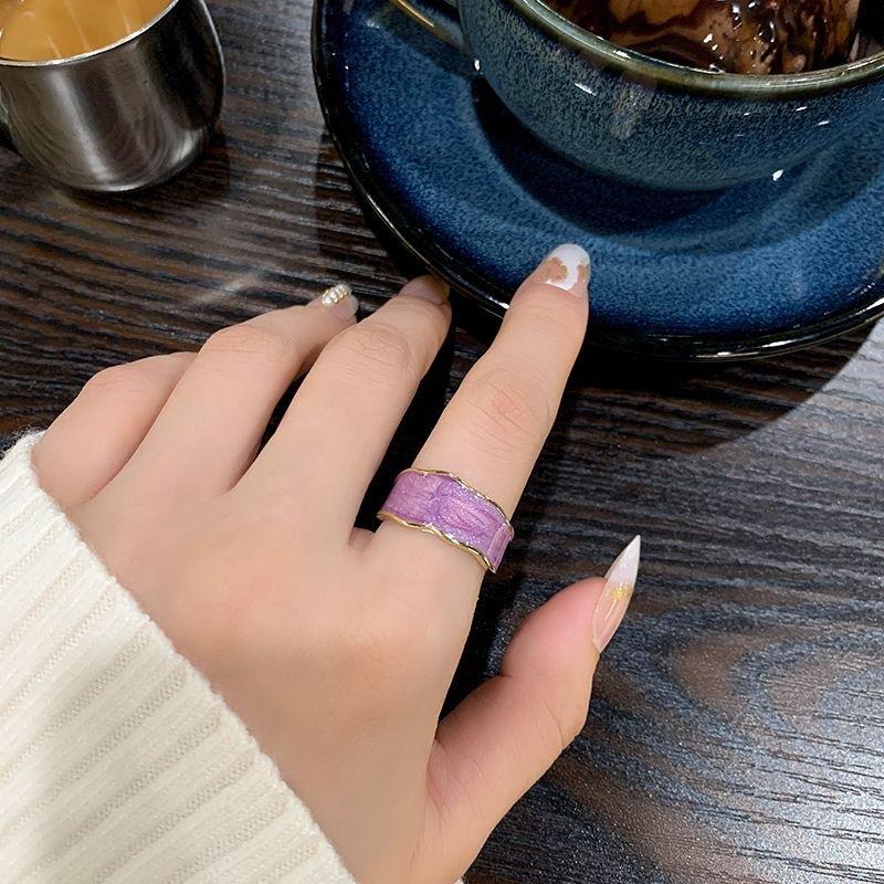 Минимализм Фиолетовый Белый Круг Кольцо Ювелирные изделия Простое Круглое Геометрическое Кольцо для Женщин