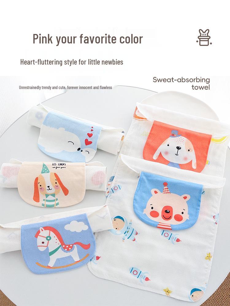 Pure Cotton Baby Sweat-Absorbing Towel - Four-Layer Gauze, Breathable, Class A, Ideal for Kindergarten.
