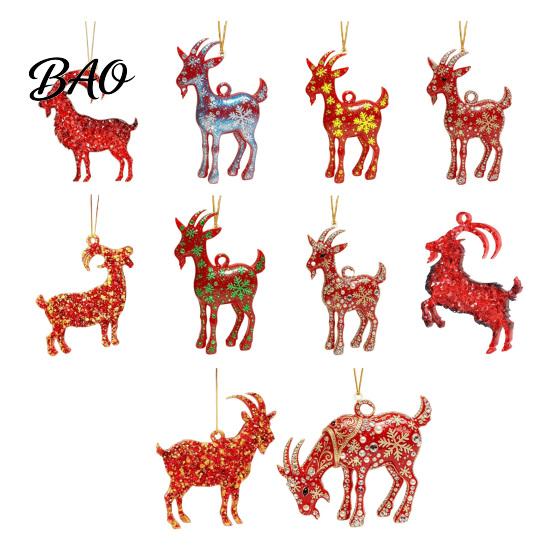 Hanging Decor for Party 2D Acrylic Goat Christmas Tree Ornament, Zodiac Pendant with Gold String, Year Holiday Ornaments of The Ornament 2027, Chinese
