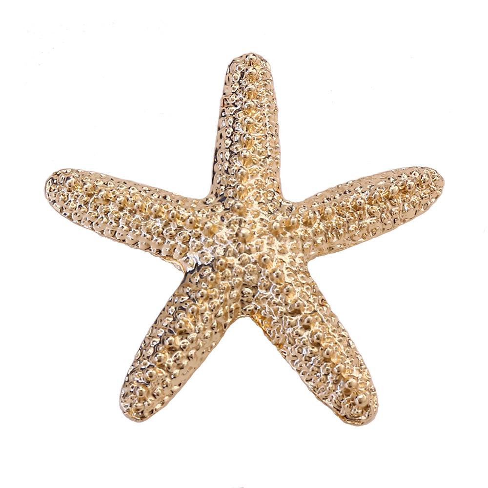 Retro French Alloy Starfish Brooch European and American Light Luxury Simple Gold Textured Ocean Series Corsage 2026