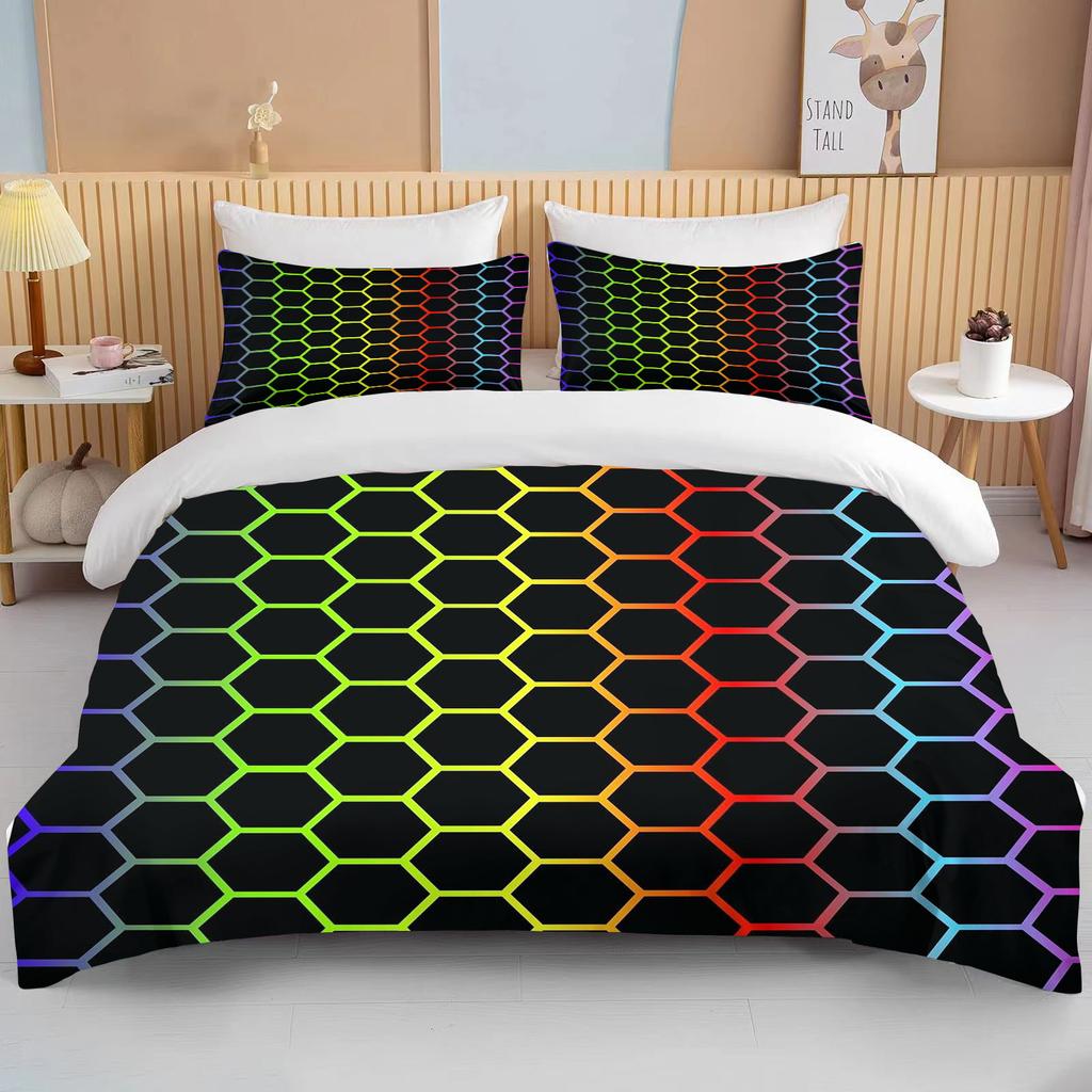 3D Geometric Hexagonal Rhombus Print Bedding Set Duvet Cover 1 Duvet Cover 2 Pillowcases Adult and Kids Bedding Set Luxury Gifts