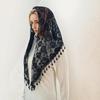 Tassel Triangle Shawl Lace Veil Scarf Bandana Church Prayer Wedding Mantilla Embroidered Headcovering Hijab Women Scarf