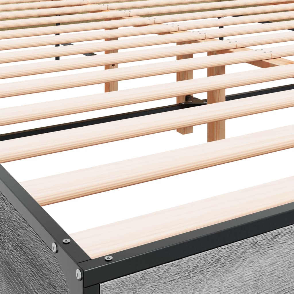 Bed Frame Grey Sonoma 120 x 190 cm Particleboard and Metal