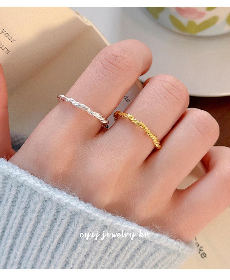 Cui Yan S925 Sterling Silver Korean Twist Knot Minimalist Adjustable Ring for Women
