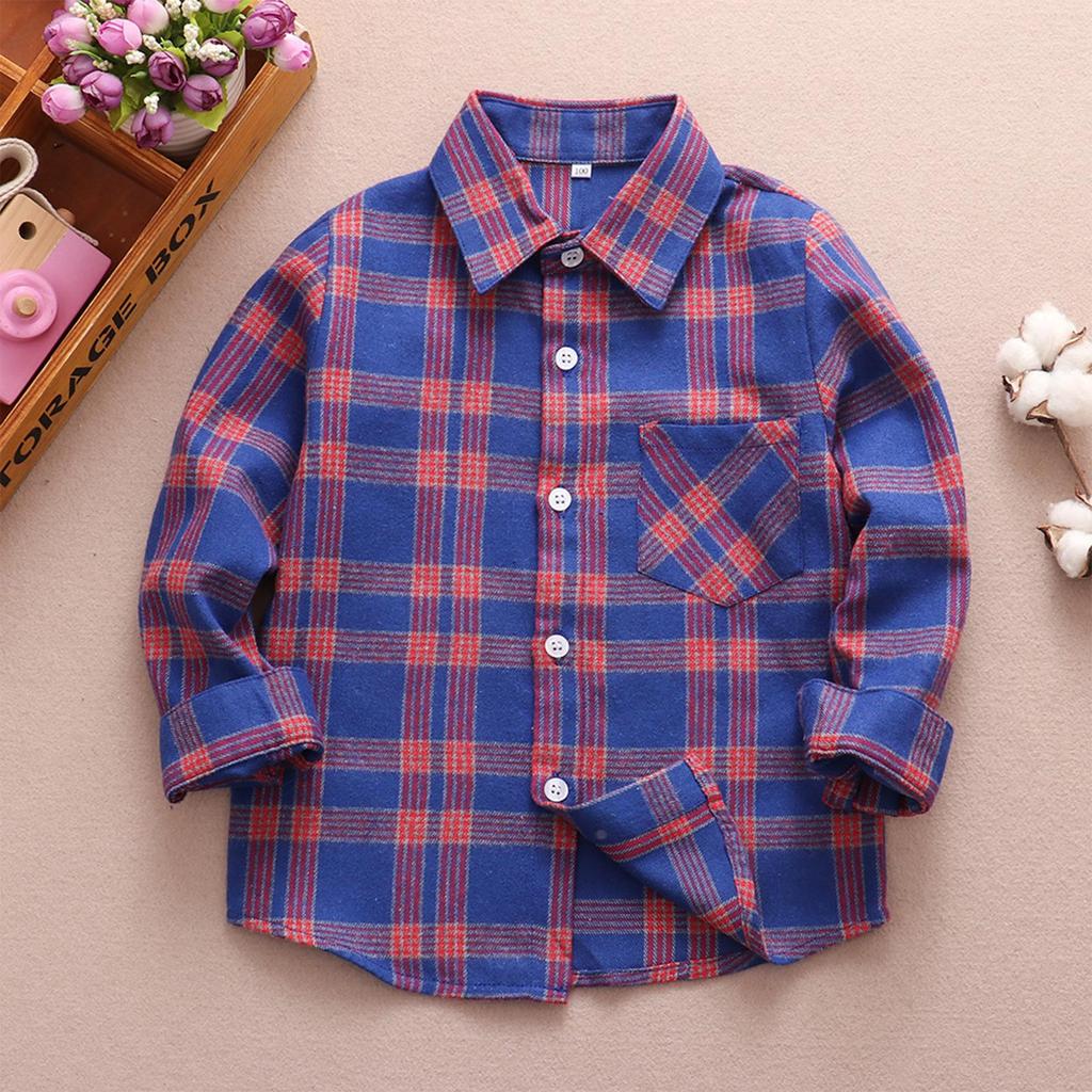 Kids Toddler Flannel Shirt Jacket Plaid Long Sleeve Lapel Button Down Shacket Baby Boys Girls Fall Shirt Coat Outwear