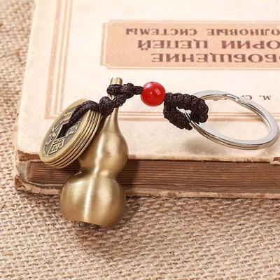 Calabash Brass Money Blessing Paper Feng Shui Coins Car Key Chain Bag Keychain Keyfob Key Rings