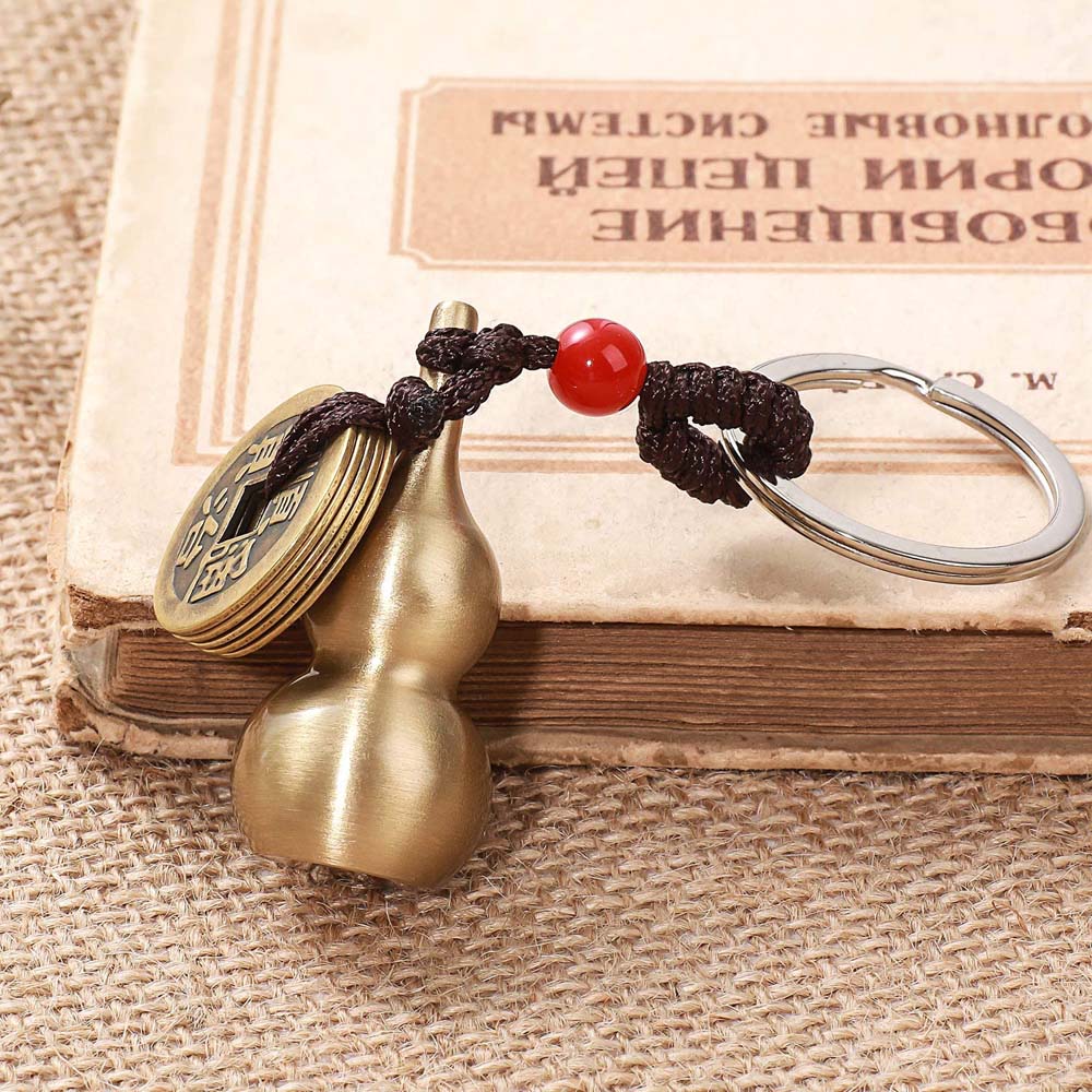 Lucky Rope Blessing Paper Car Accessories Brass Money Car Key Chain Bag Keychain Keyfob Key Rings