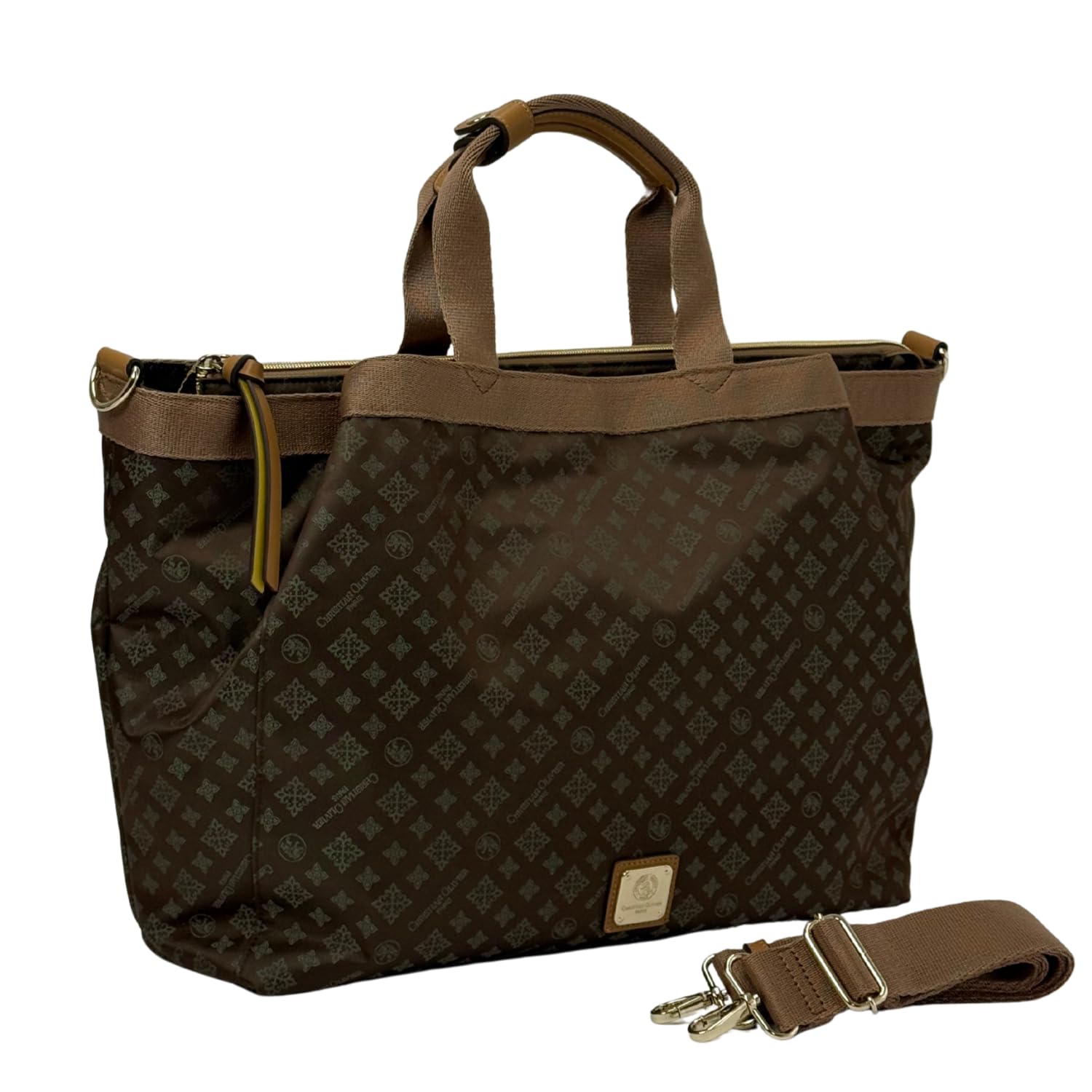 

Большая сумка-тоут CHRISTIAN OLIVIER с плечевым ремнем, 7629, Хаки, Жаккардовая ткань с монограммой, Водоотталкивающая, Легкая, Вмещает формат А4, 2-в-1, Прибл.