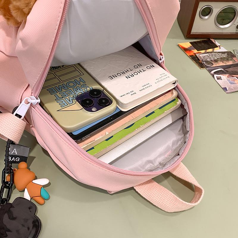 School Bag High Value Cute Cartoon Bear Doll Backpack Color Design Casual Simple