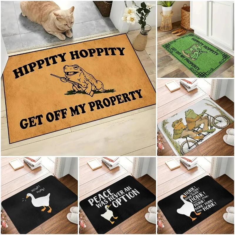 Hippity Hoppity Get Off My Property Retro Welcome Rugs Kitchen Front Door Mats Living Room Bedroom Entry Doormat Non-slip Mat