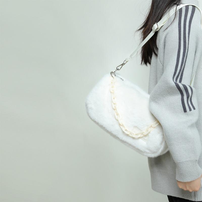 Lässige Pelztasche mit Nischendesign, Boston-Kissentasche, Umhängetasche aus Plüsch