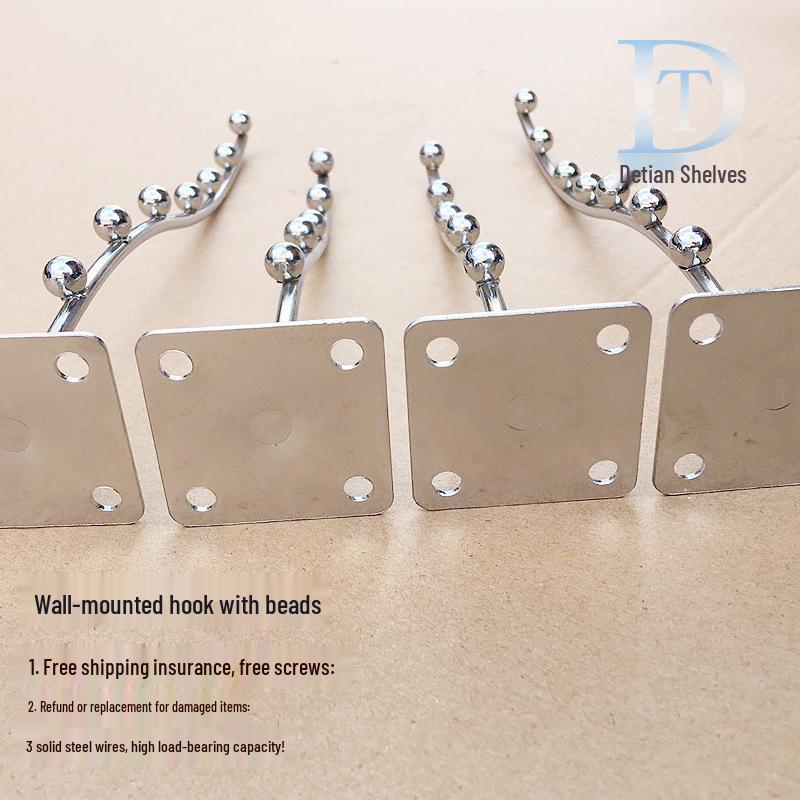 Wall-Mounted Beaded Hooks: Curved Seven-Bead & Five-Bead Design for Wooden Boards and Shelves