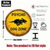 1pc Retro Psycho Dog Danger Warning Zone Tin Sign, 2D Flat Round Metal Plaque, Vintage Wall Art for Garage Bar Office