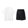 Li-Ning Cartoon Logo Print Round Neck Short Sleeve T-Shirt Fashion Trendy Versatile Shorts Casual Sports Suit Unisex suit AHSUA21-1+AKSV843-1