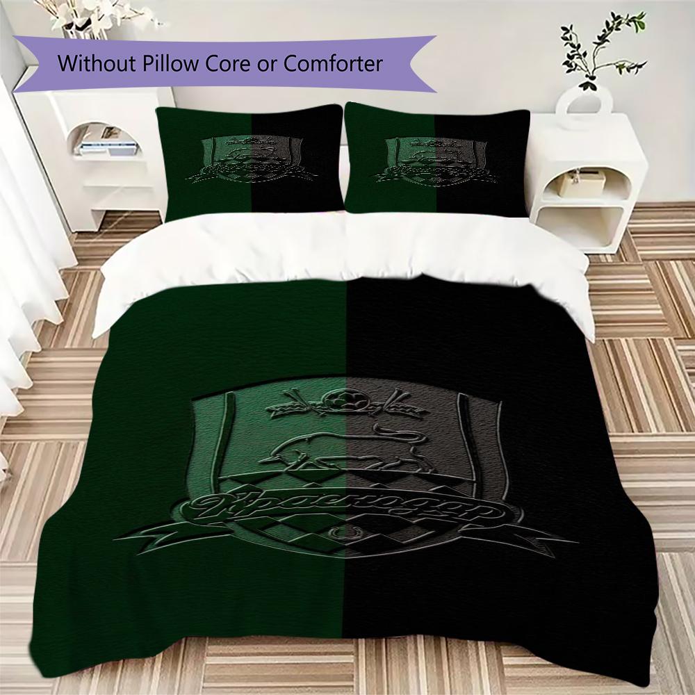 Fc Krasnodar Pattern Bedding uilt Set uilt Cover Pillowcase Home Decoration Birthday Gift (1*duvet cover + 2*pillowcase without core)