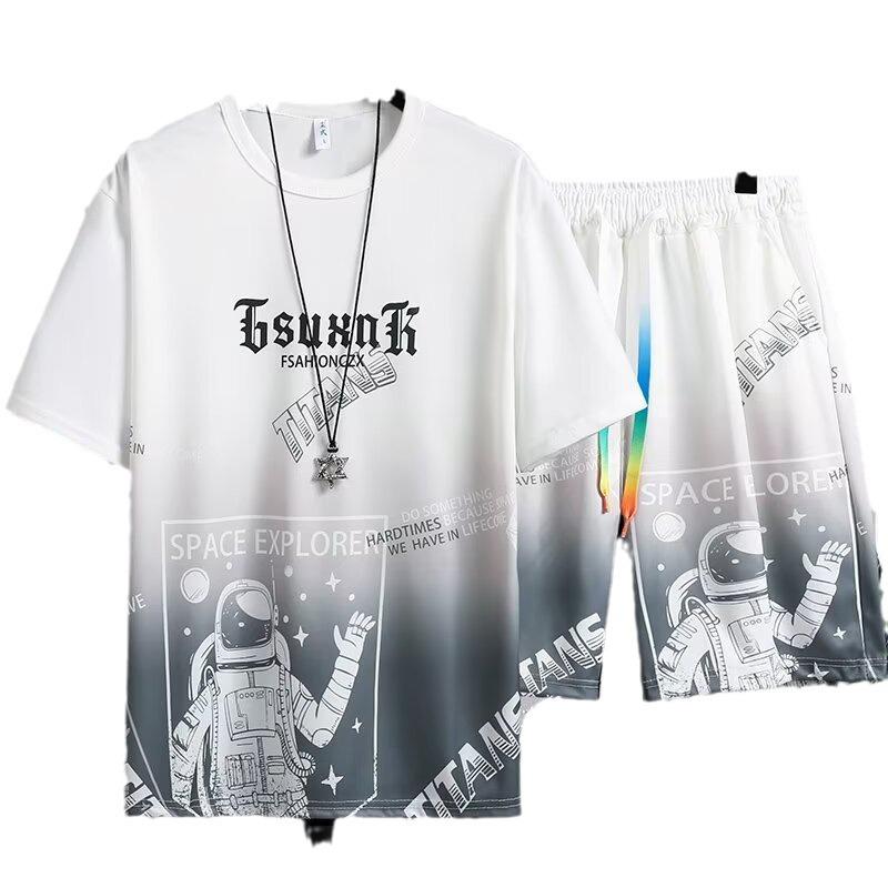 2024 Men's Gradient Sports Fashion Two-Piece Set - T-Shirt & Shorts